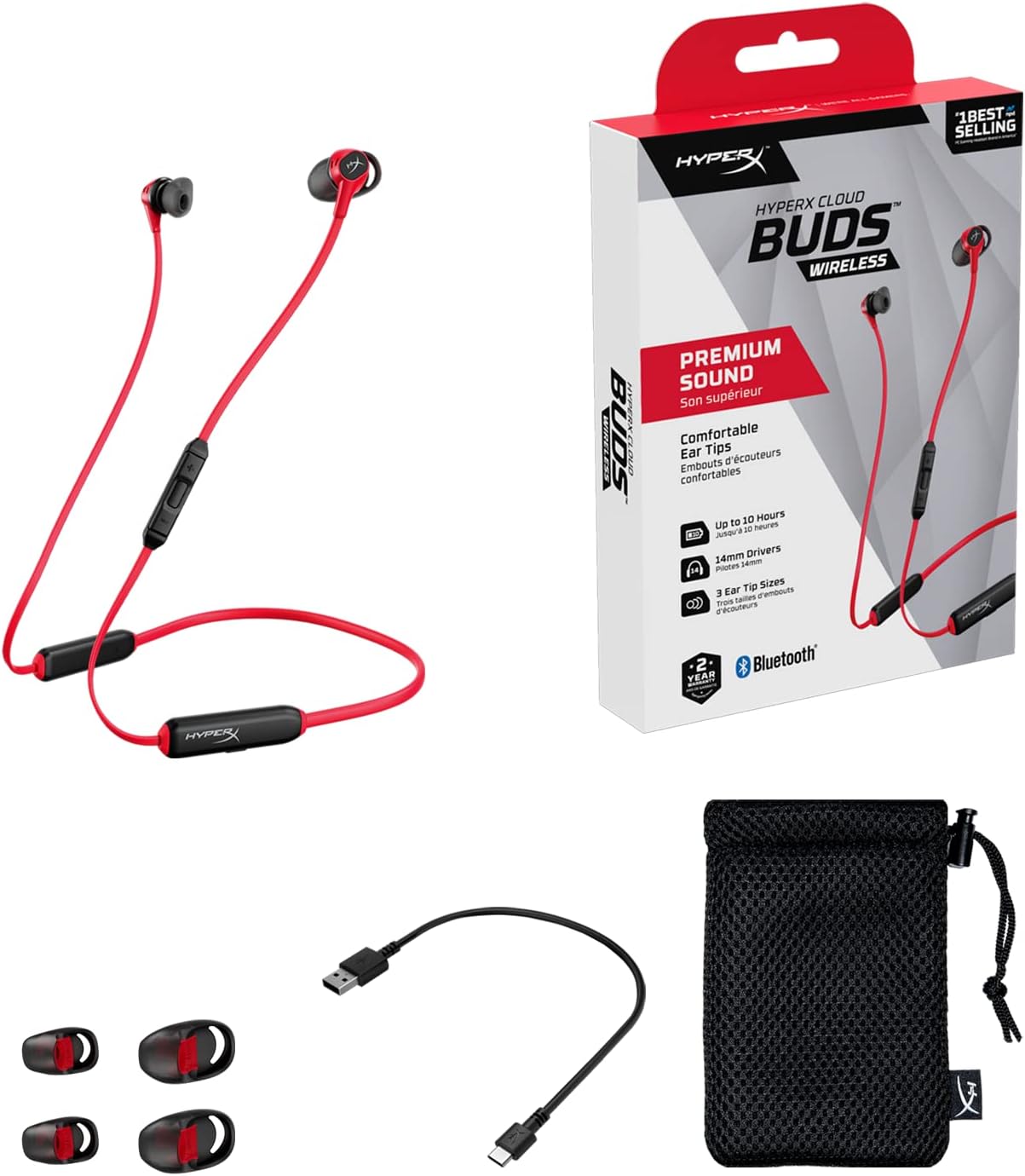 HyperX HEBBXX-MC-RD/G Cloud Buds Wireless Bluetooth Headphones