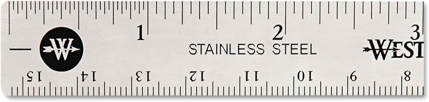 Westcott 10414 6-Inch Stainless Steel Ruler with Cork Base