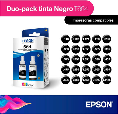 Epson T664120-2P Black Ink Bottle Kit (2 Bottles)