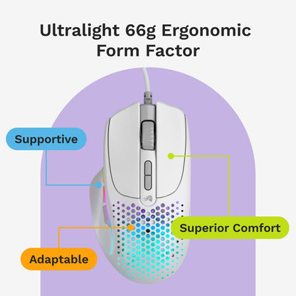 Glorious GLO-MS-IV2-W-WHT Model I 2 Wired Gaming Mouse: White