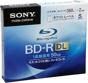 Sony 5BNR2VCPS2 Blu-ray Disc 5-Pack - 50GB BD-R DL