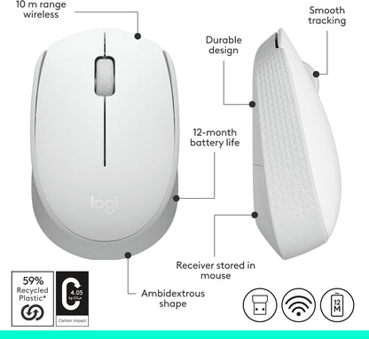 Logitech M170 Off-White Wireless Mouse for PC