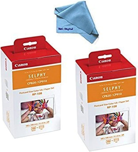 Canon 8568B001 SELPHY CP910 Ink/Paper Set RP-108 (2 Pack)