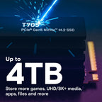 Crucial CT4000T705SSD5 4TB T705 PCIe Gen5 NVMe SSD with Heatsink