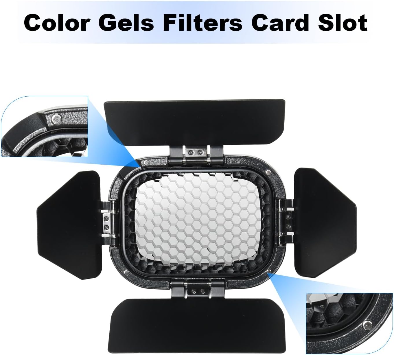 Godox T3798 AD200 Barn Door with Honeycomb & Filters