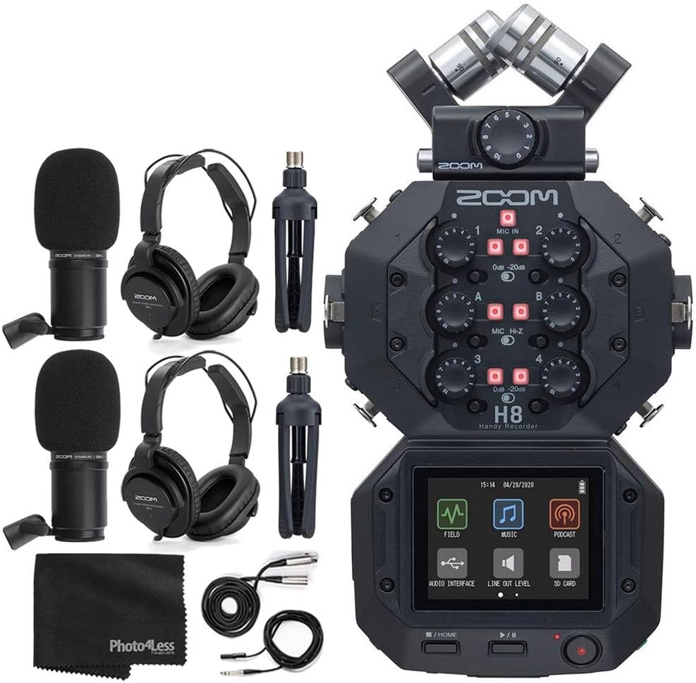 Zoom H8 K4 Handy Recorder Podcast Mic Bundle