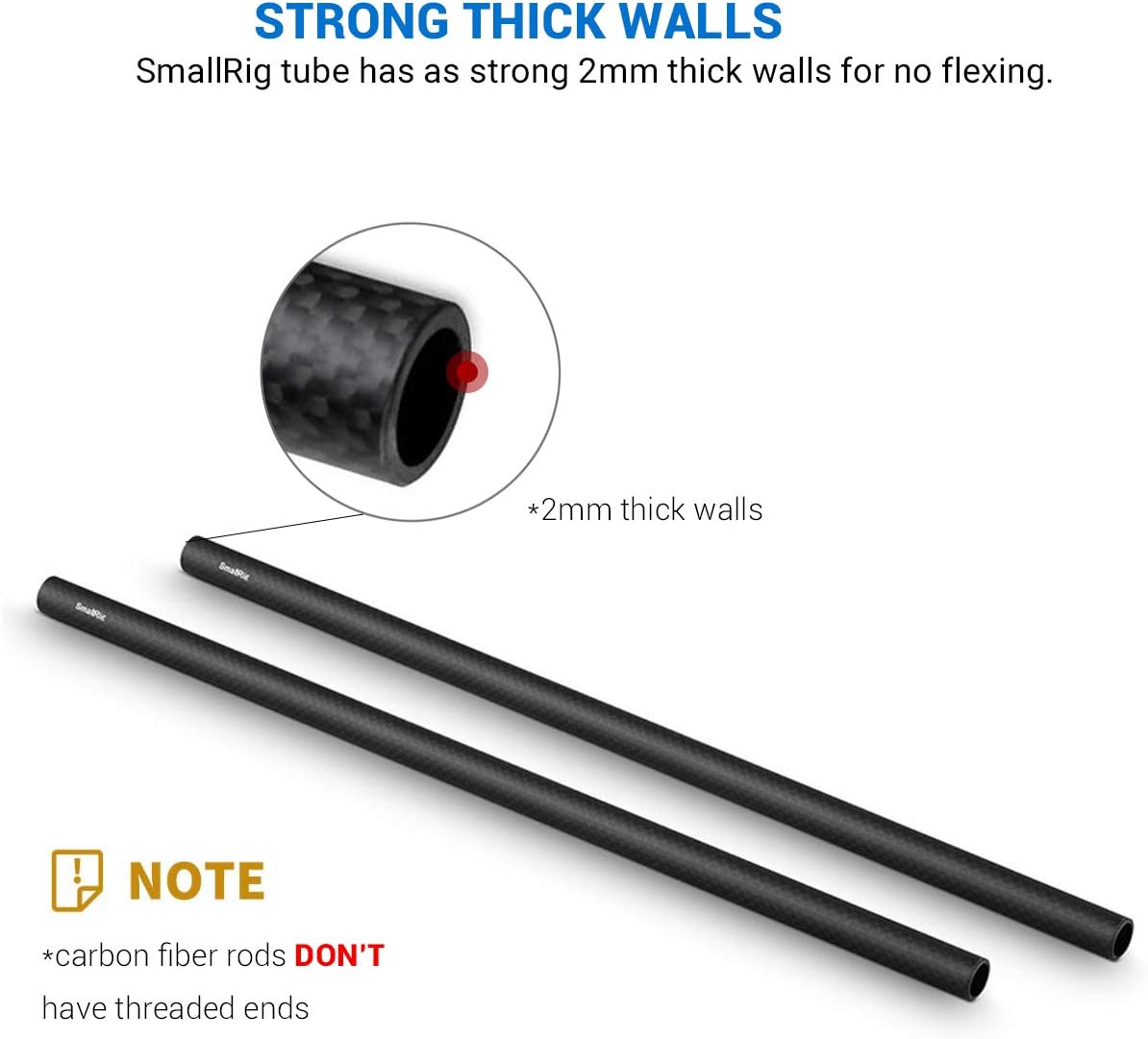 SmallRig 851 15mm Carbon Fiber Rods 12 Inch