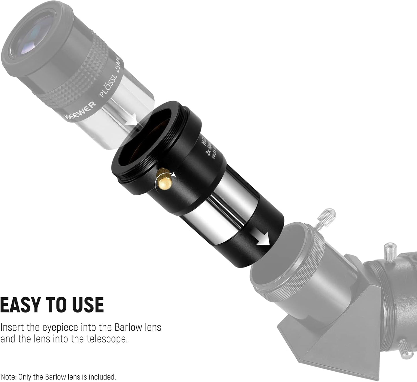 Neewer 10093357 2X Barlow Lens for 1.25" Telescope