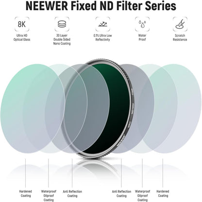 Neewer 10101289 77mm Fixed ND Filter Kit (ND1000 ND64 ND8 ND4)
