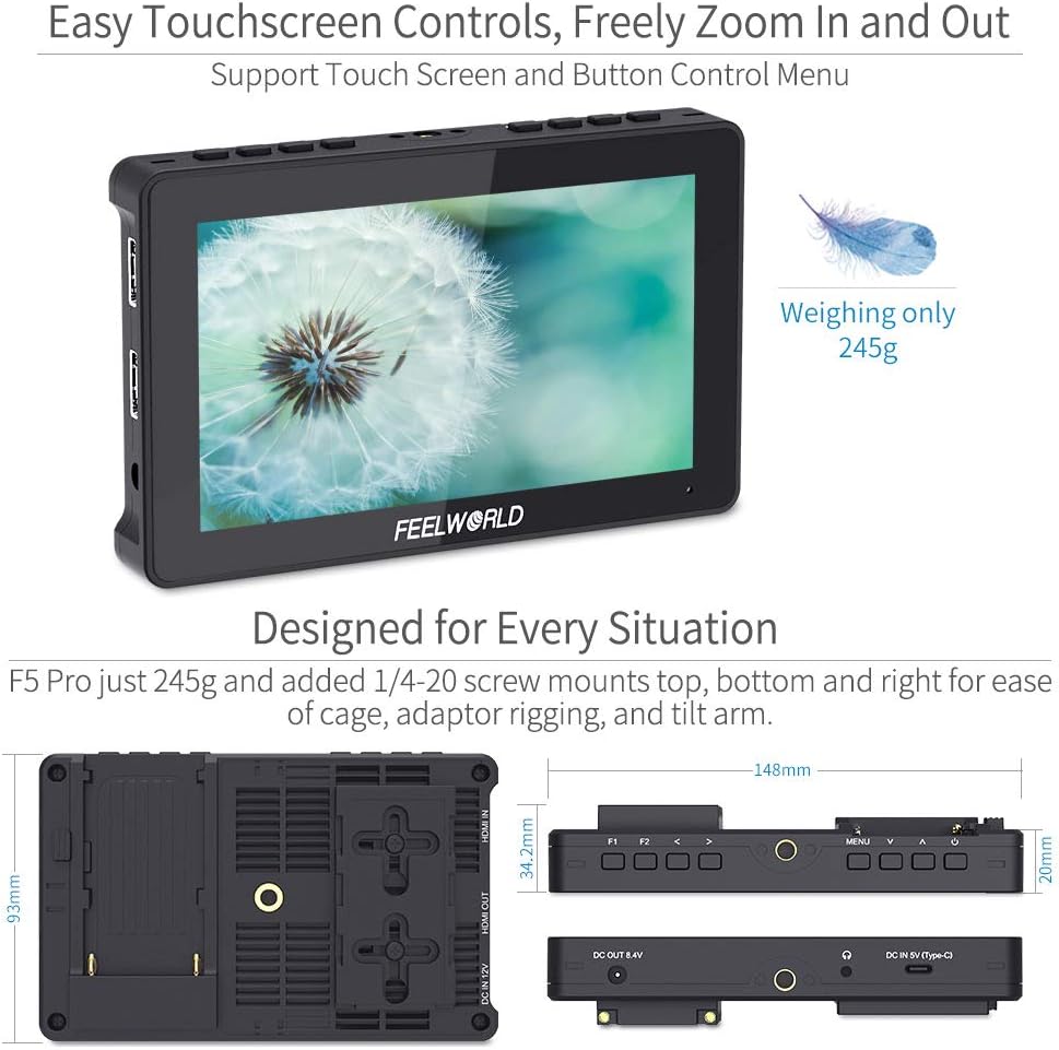 FEELWORLD F5-US 6 Inch 4K HDMI Touch Screen Monitor