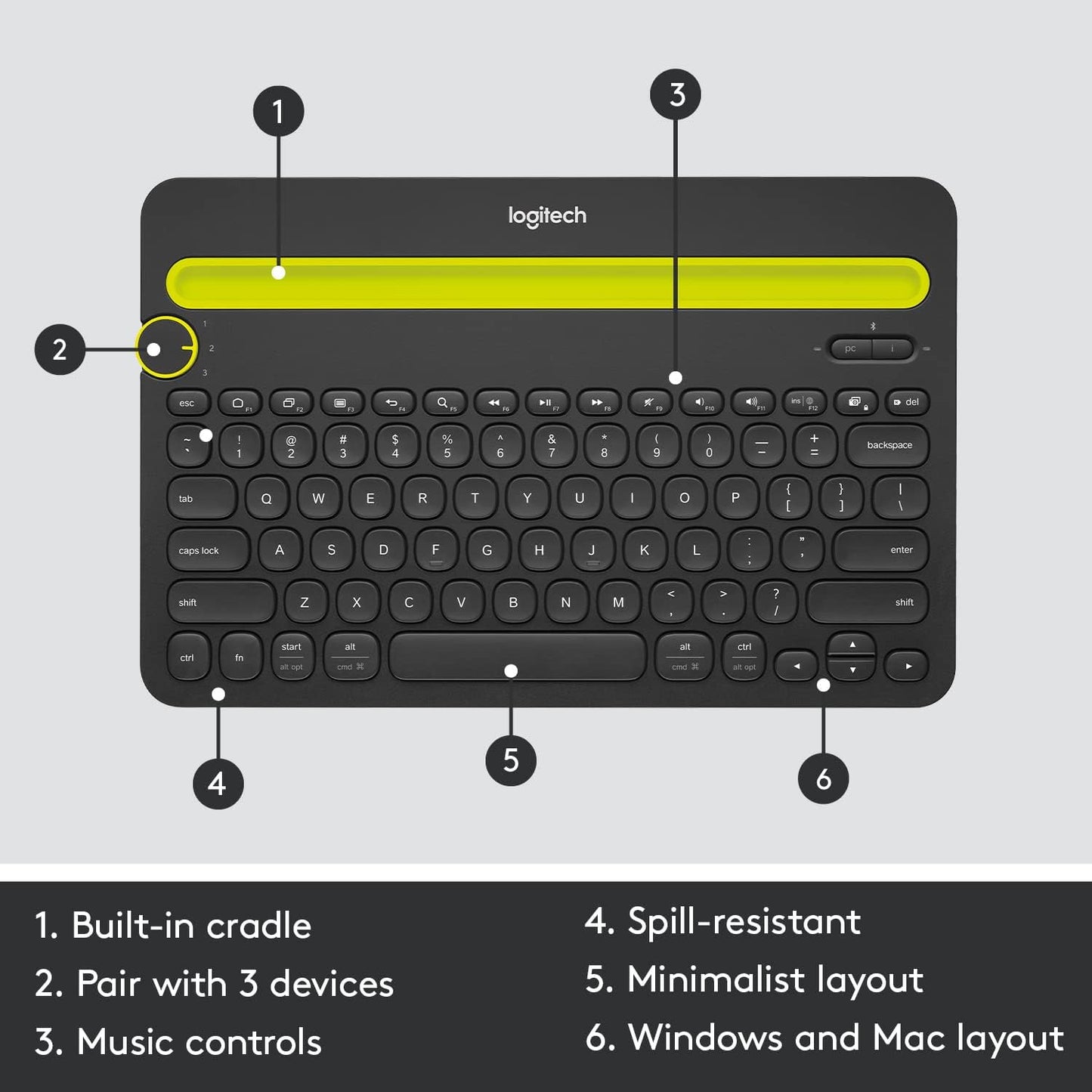 Logitech 920-006342 Bluetooth Multi-Device Keyboard K480