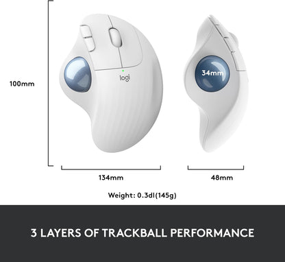 Logitech 910-005868 ERGO M575 Wireless Trackball Mouse Off White