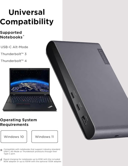 Lenovo 40B30090US USB-C Universal Docking Station (Dual Display)
