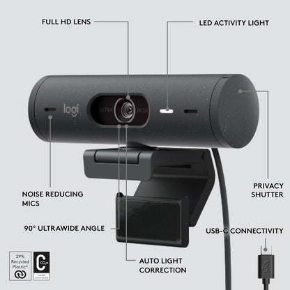 Logitech Brio 500 4MP USB-C Webcam Graphite