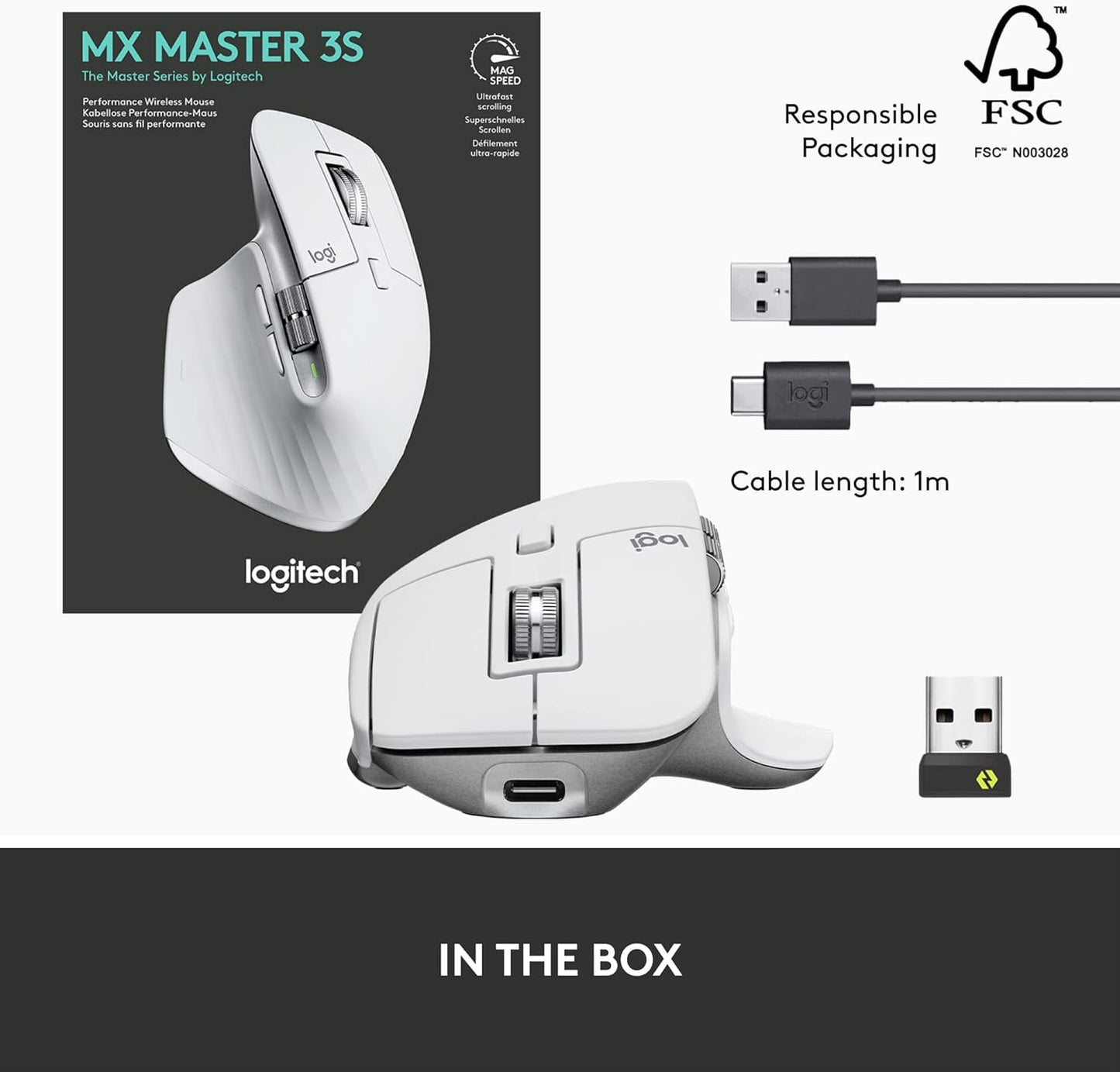 Logitech 910-006558 MX Master 3S Wireless Mouse - Pale Grey