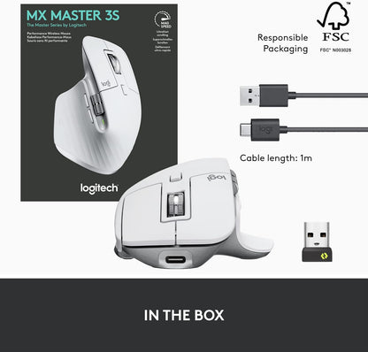 Logitech 910-006558 MX Master 3S Wireless Mouse - Pale Grey