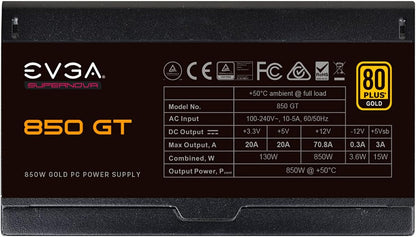 EVGA 220-GT-0850-Y1 850 GT 850W 80+ Gold Fully Modular Power Supply