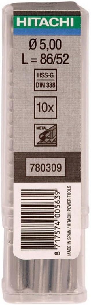 Hitachi 780362 HSS-DIN 338 Metal Drill Bit 5-Pack — main product image