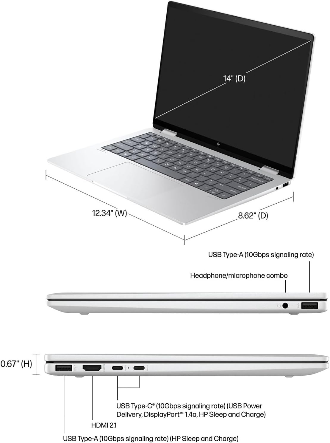 HP Envy 2-in-1 Laptop Ryzen 5 16GB 512GB Touchscreen