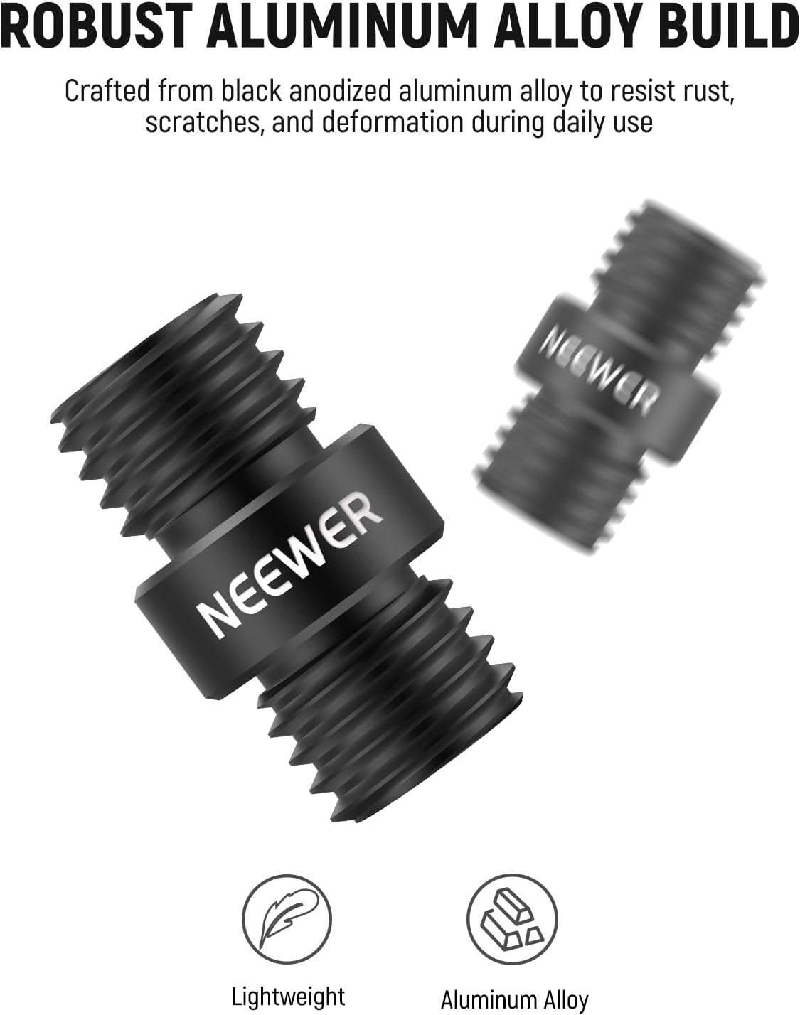 Neewer SR020 15mm Rod Connector - M12x1.5 Extension (4 Pack)