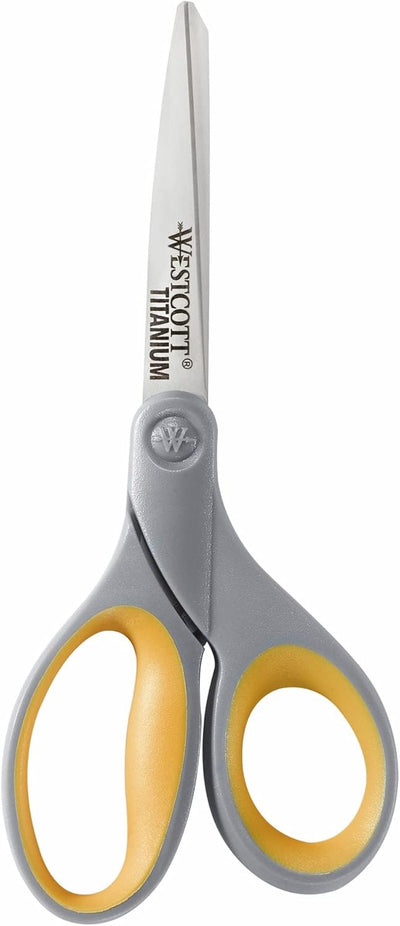 Westcott 13529 8-Inch Titanium Office Scissors Yellow/Gray