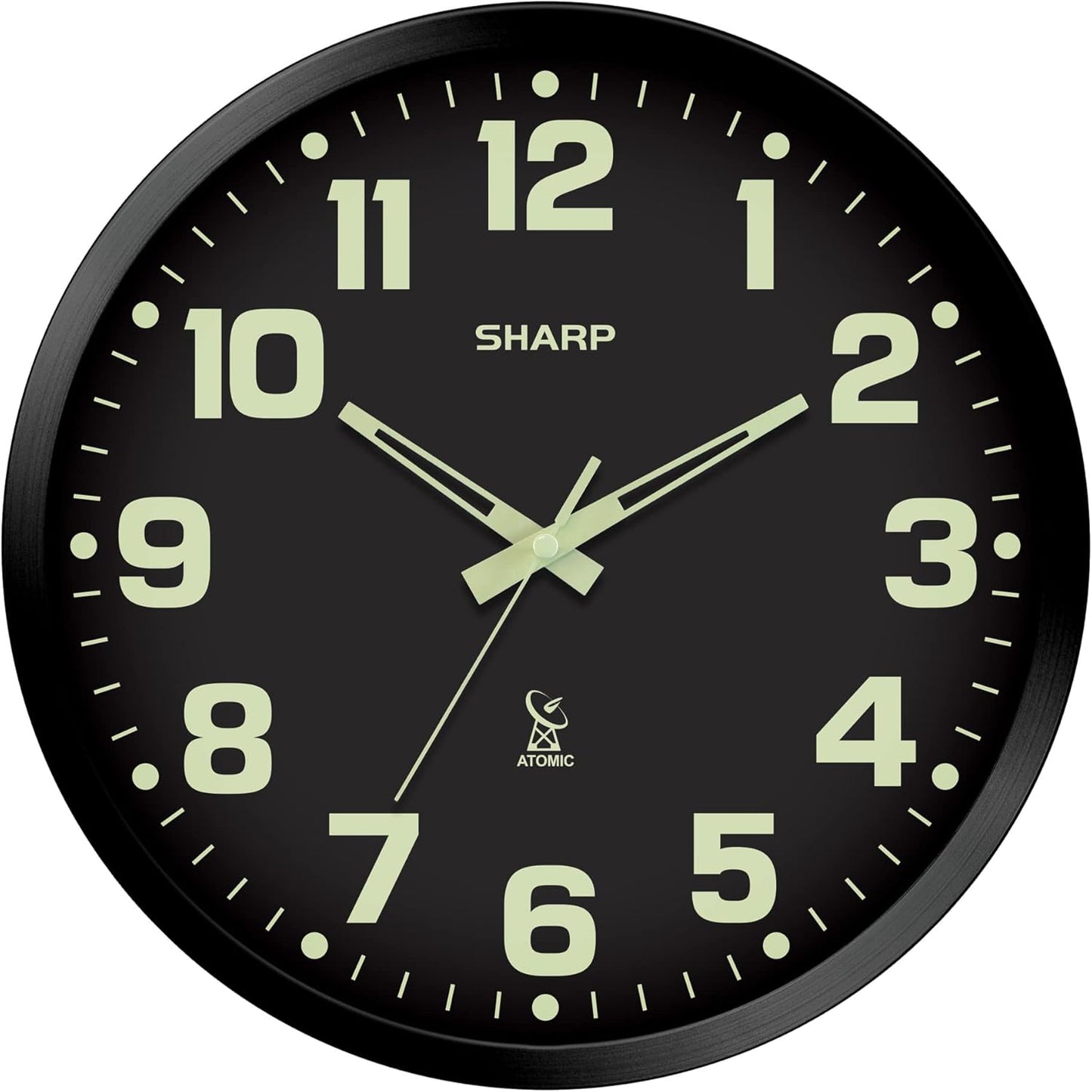 Sharp Atomic Wall Clock, Glow in The Dark, 12 Inch
