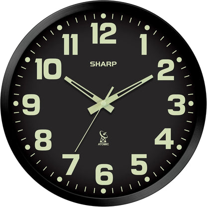 Sharp Atomic Wall Clock, Glow in The Dark, 12 Inch