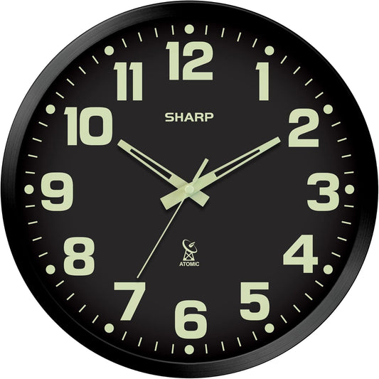 Sharp Atomic Wall Clock, Glow in The Dark, 12 Inch