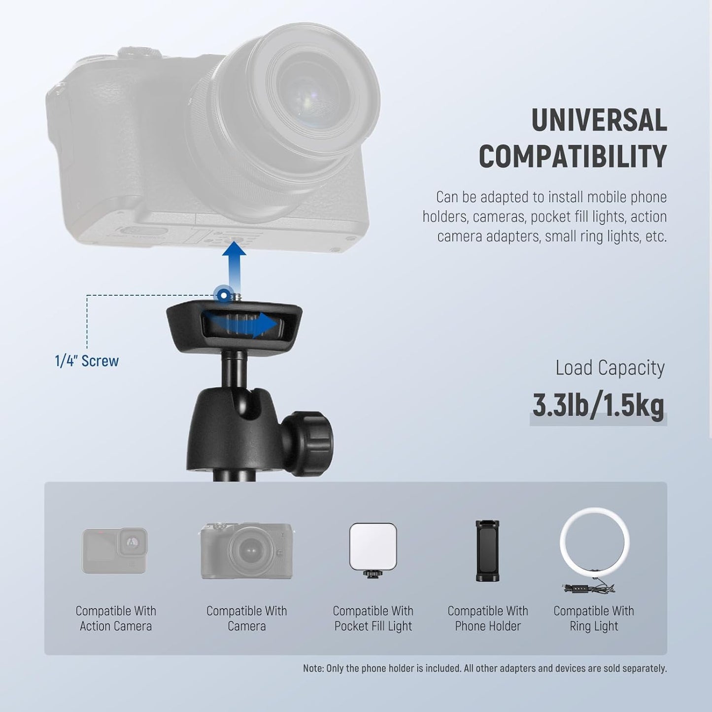 Neewer 10104103 62.9" Phone/Camera Tripod with Remote