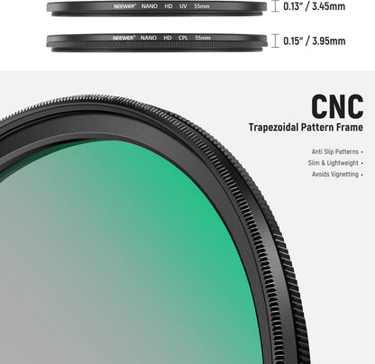 Neewer 55mm CPL UV Filter Kit HD Optical Glass
