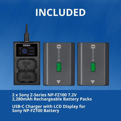 Sony NPFZ100_K7 Camera Battery Two-Pack with Dual Charger