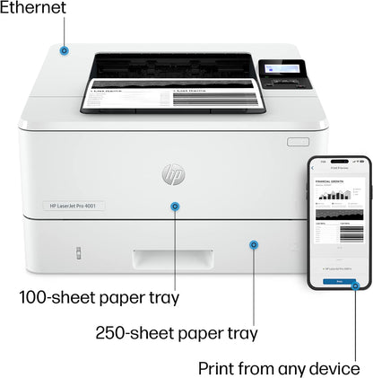 HP 4001n LaserJet Pro Black & White Printer