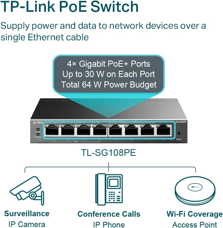 TP-Link TL-SG108PE Gigabit 8-Port Easy Smart PoE Switch