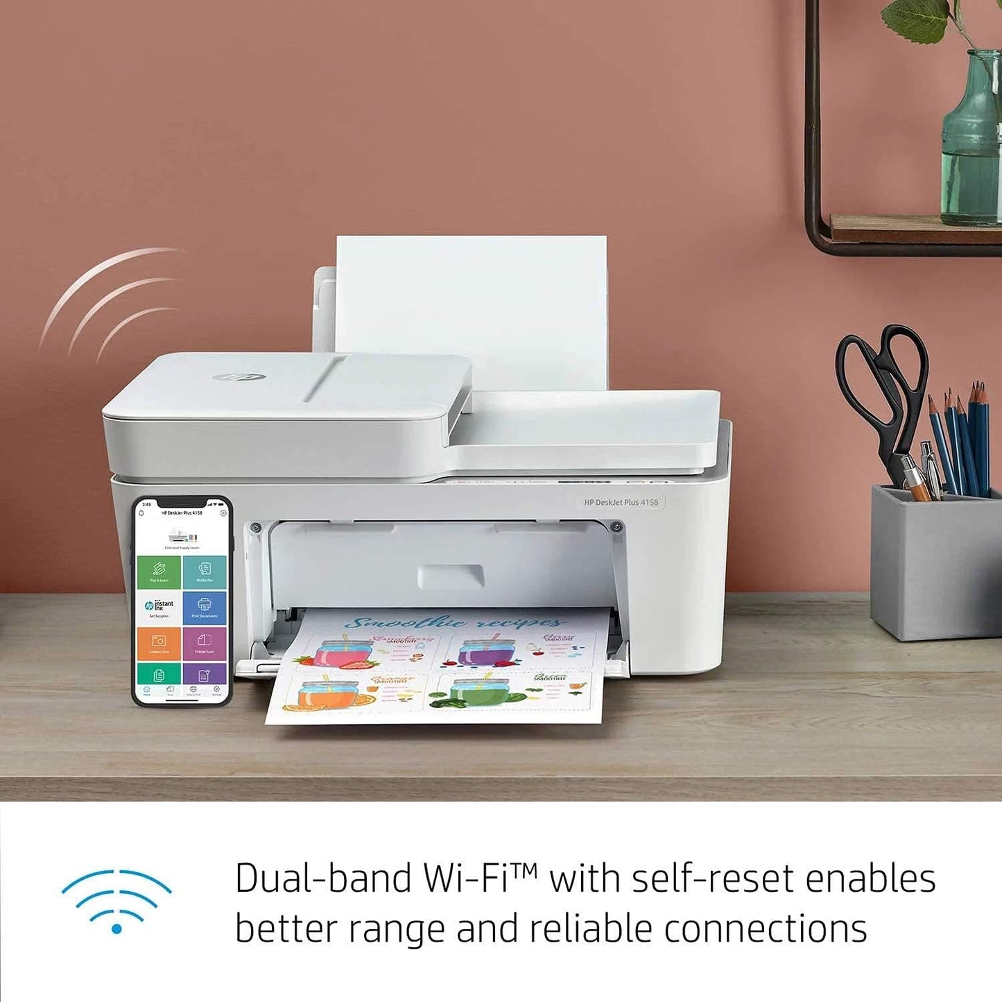 HP 7FS76A DeskJet Plus 4158 Wireless All-in-One Printer