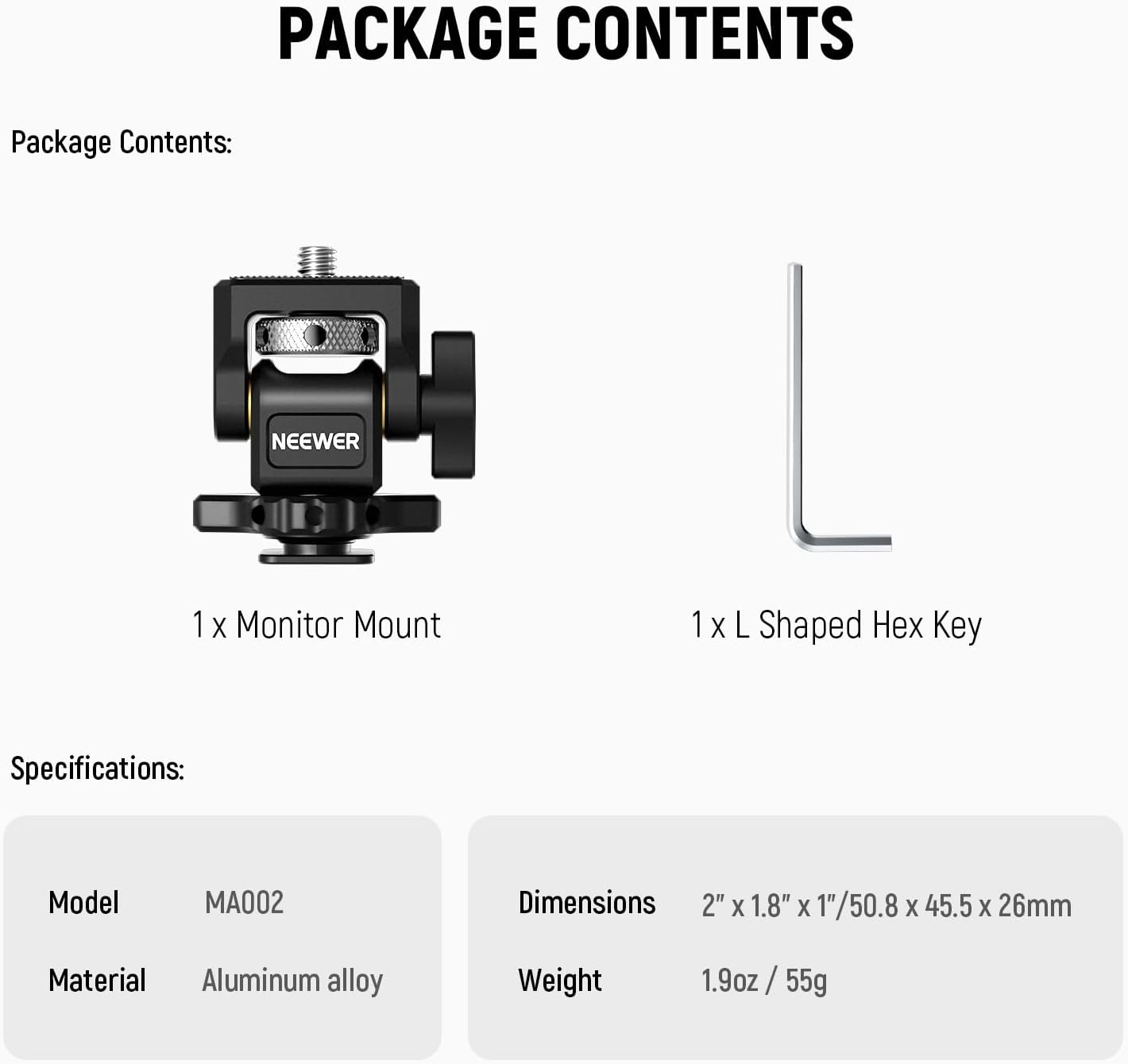 Neewer MA002 Camera Monitor Mount - Swivel/Tilt