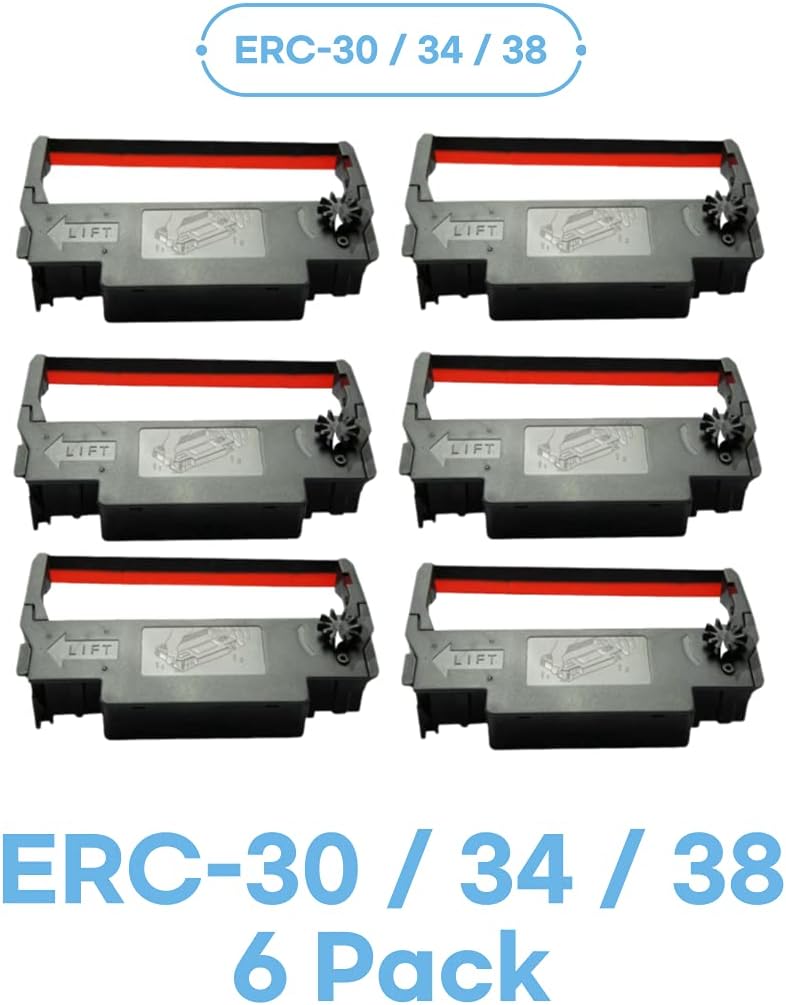 Epson LYSB015TMAG5M ERC-30/34/38 Black/Red Ribbon 6-Pack