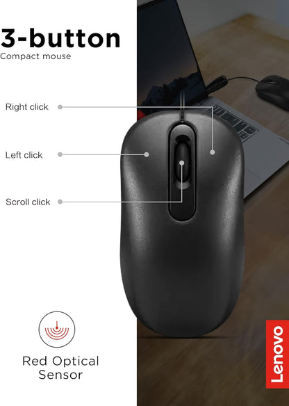 Lenovo GY51K20071 100 Wired USB Computer Mouse