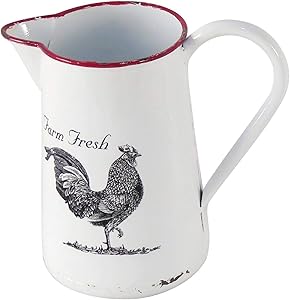 Misc Enamel Rooster Pitcher Multi-Color Metal