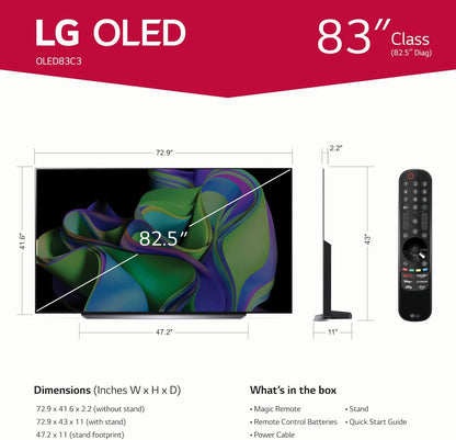 LG OLED83C3PUA 83" C3 Series OLED evo 4K Smart TV