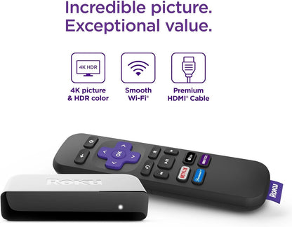 Roku 3920RW-SW Premiere 4K HDR Streaming Media Player + HDMI