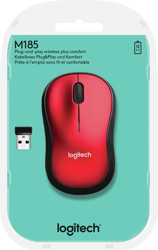 Logitech M185 Wireless Mouse - Red Edition