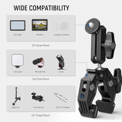 Neewer ST83 Super Clamp with Dual Ballhead Magic Arm