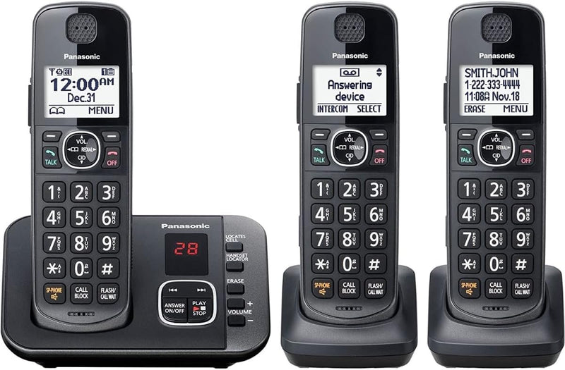 Panasonic KX-TGE633M DECT 6.0 Cordless Phone 3 Handsets — main product image