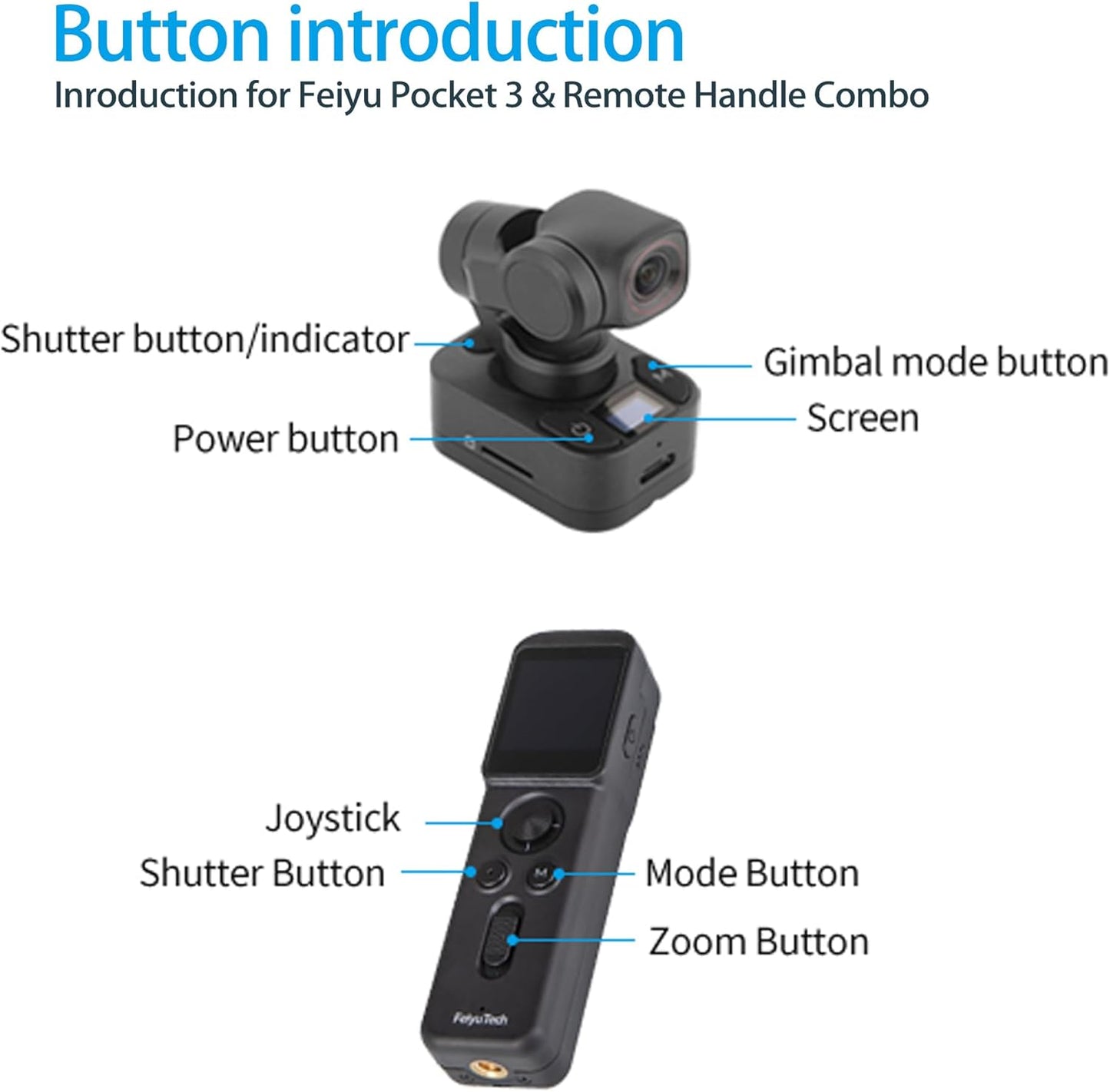 FeiyuTech Pocket 3 4K Gimbal Camera Remote Combo