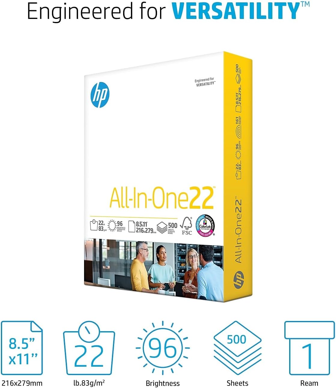 HP HEW207010 All-In-One22 Paper 8.5x11 White Ream