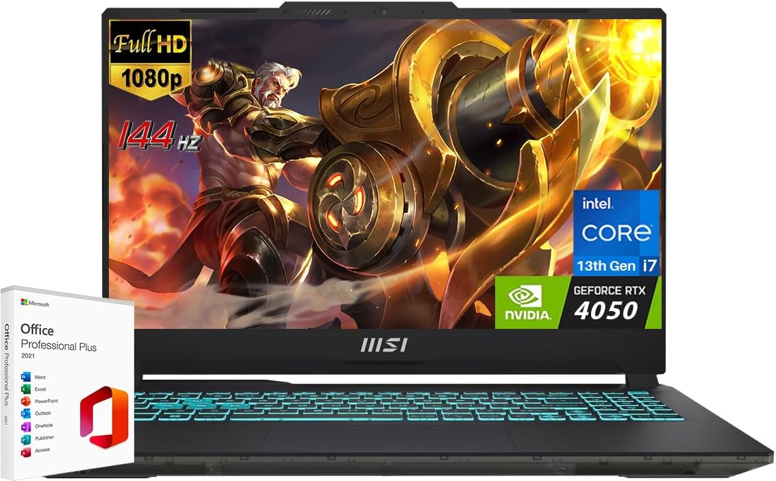 MSI Cyborg 15 Gaming Laptop, i7-13620H, RTX 4050, 64GB RAM, 2TB SSD, Lifetime Office