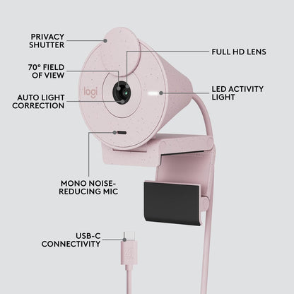 Logitech 960-001447 Brio 300 Full HD Webcam Rose