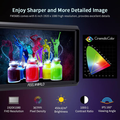 FEELWORLD FW568S 6" SDI 4K HDMI Camera Monitor