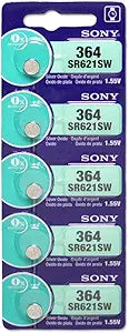 Sony 364 SR621SW 1.55V Silver Oxide Watch Battery 5-Pack — main product image