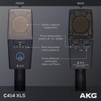 AKG 3059X00230 C414XLS Matched Pair Studio Condenser Microphone Set